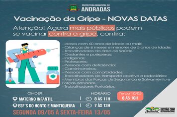 SAÚDE DÁ CONTINUIDADE NA VACINAÇÃO CONTRA A GRIPE E SARAMPO EM ANDRADAS!