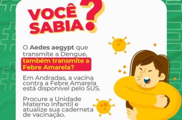 SAÚDE ALERTA PARA A IMPORTÂNCIA DA VACINA CONTRA A FEBRE AMARELA