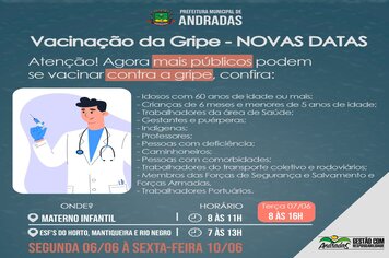 SAÚDE DÁ CONTINUIDADE NA VACINAÇÃO CONTRA A GRIPE E SARAMPO EM ANDRADAS!