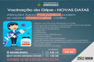 SAÚDE DÁ CONTINUIDADE NA VACINAÇÃO CONTRA A GRIPE E SARAMPO EM ANDRADAS!