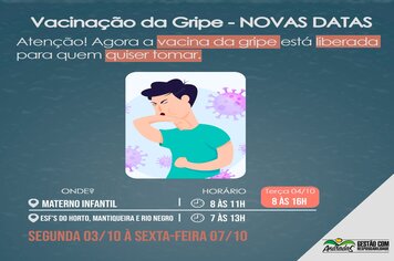 VACINAÇÃO CONTRA A GRIPE: PESSOAS A PARTIR DOS 06 MESES DE IDADE PODEM SER IMUNIZADAS EM ANDRADAS!