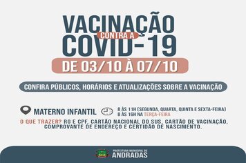 COVID-19: VACINA ESTÁ LIBERADA PARA CRIANÇAS A PARTIR DOS 03 ANOS DE IDADE EM ANDRADAS!