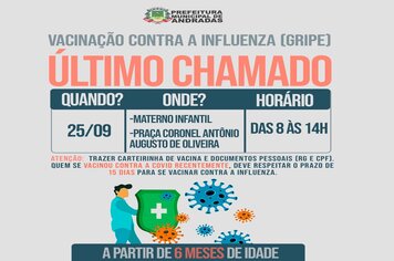 ATENÇÃO! ÚLTIMA CONVOCAÇÃO DA VACINA CONTRA A GRIPE!