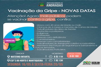 SAÚDE DÁ CONTINUIDADE NA VACINAÇÃO CONTRA A GRIPE E SARAMPO EM ANDRADAS!