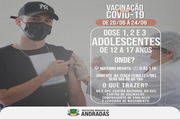 COVID-19: VEJA AS DATAS E LOCAIS PARA SE VACINAR NA PRÓXIMA SEMANA EM ANDRADAS