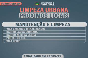 CRONOGRAMA DA LIMPEZA URBANA: ATUALIZAÇÃO 24/05/2022