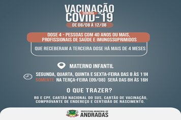 COVID-19: VEJA AS DATAS E LOCAIS PARA SE VACINAR NA PRÓXIMA SEMANA EM ANDRADAS