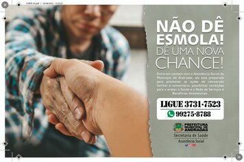 “CAMPANHA NÃO DÊ ESMOLAS, DÊ UMA NOVA CHANCE” É LANÇADA PELA PREFEITURA DE ANDRADAS