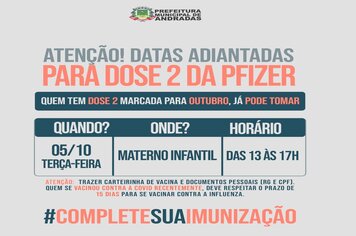 ATENÇÃO! QUEM TEM DOSE 2 DA VACINA DA PFIZER AGENDADA PARA O MÊS DE OUTUBRO, JÁ PODE TOMAR A SUA VACINA.