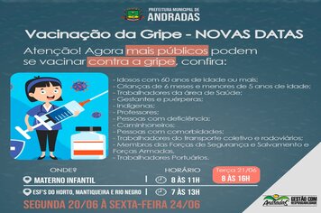 SAÚDE DÁ CONTINUIDADE NA VACINAÇÃO CONTRA A GRIPE E SARAMPO EM ANDRADAS!