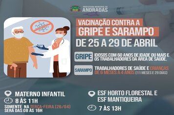 GRIPE E SARAMPO: VACINAÇÃO TEM CONTINUIDADE EM ANDRADAS