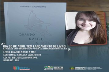 BIBILIOTECA MUNICIPAL SERÁ O PALCO DO LANÇAMENTO DO LIVRO DA ESCRITORA ANDRADENSE VANESSA CAZAROTTO