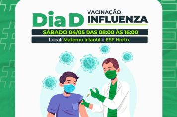 VACINAÇÃO CONTRA A GRIPE: DIA D ACONTECE NESTE SÁBADO, 04 DE MAIO