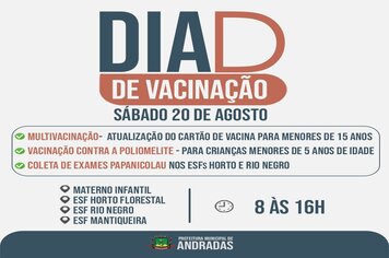 SÁBADO, 20 DE AGOSTO: SAÚDE PROMOVE DIA D DA VACINAÇÃO CONTRA A POLIOMIELITE!