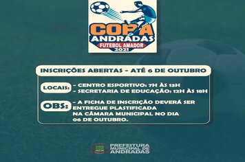 ESTÃO ABERTAS AS INSCRIÇÕES DA COPA ANDRADAS DE FUTEBOL AMADOR