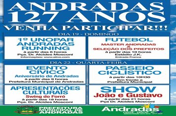 Prefeitura divulga programação do aniversário de Andradas