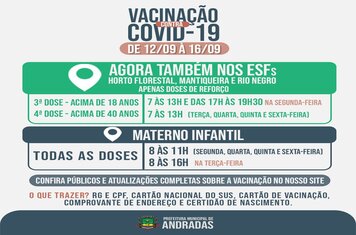 COVID-19: VEJA AS DATAS E LOCAIS PARA SE VACINAR NA PRÓXIMA SEMANA EM ANDRADAS