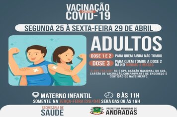 COVID-19: VEJA AS DATAS E LOCAIS PARA SE VACINAR NA PRÓXIMA SEMANA EM ANDRADAS