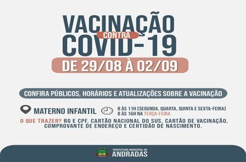 COVID-19: VEJA AS DATAS E LOCAIS PARA SE VACINAR NA PRÓXIMA SEMANA EM ANDRADAS