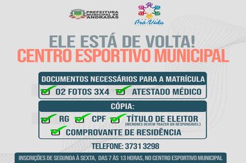 MATRÍCULAS ABERTAS DO PROJETO PRÓ-VIDA
