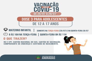 COVID-19: VEJA AS DATAS E LOCAIS PARA SE VACINAR NA PRÓXIMA SEMANA EM ANDRADAS