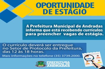 PREFEITURA ESTÁ RECEBENDO CURRÍCULOS DE ESTAGIÁRIOS