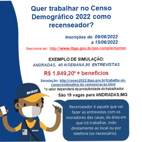 IBGE: INSCRIÇÕES DO PROCESSO SELETIVO SE ENCERRAM AMANHÃ, 15 DE JUNHO!