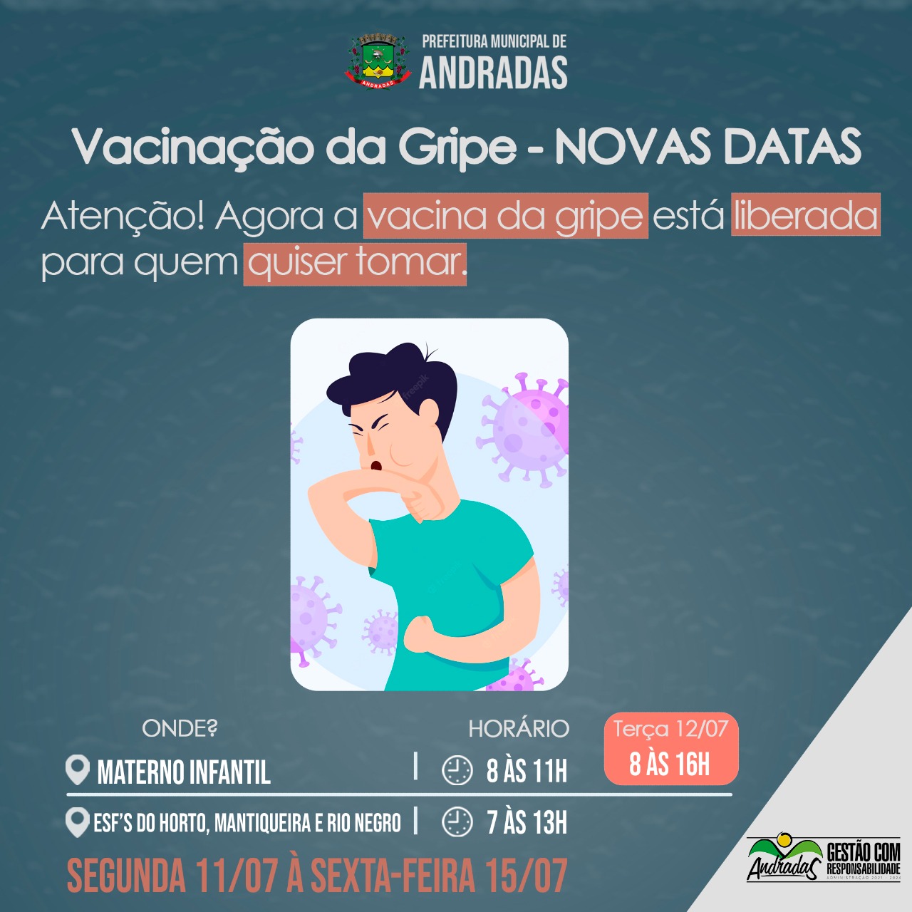 VACINAÇÃO CONTRA A GRIPE E SARAMPO EM ANDRADAS TEM CONTINUIDADE!