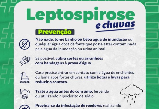 SECRETARIA DE SAÚDE ALERTA PARA OS RISCOS DA LEPTOSPIROSE POR CONTA DO PERÍODO CHUVOSO