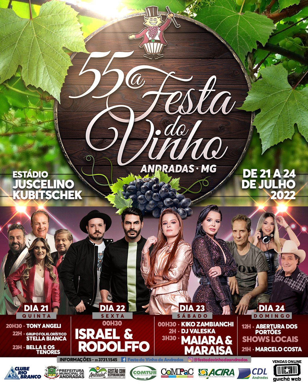 PREFEITURA DE ANDRADAS E PARCEIROS DIVULGAM A PROGRAMAÇÃO DA 55ª EDIÇÃO DA FESTA DO VINHO