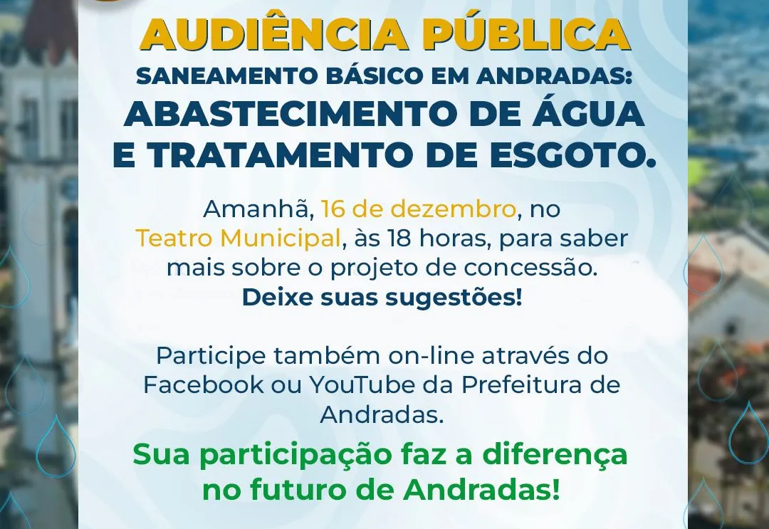 Prefeitura realiza Audiência Pública sobre saneamento básico em Andradas