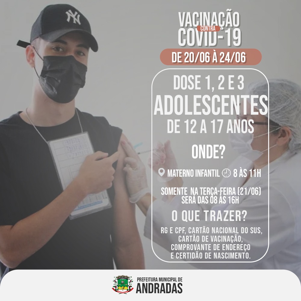 COVID-19: VEJA AS DATAS E LOCAIS PARA SE VACINAR NA PRÓXIMA SEMANA EM ANDRADAS