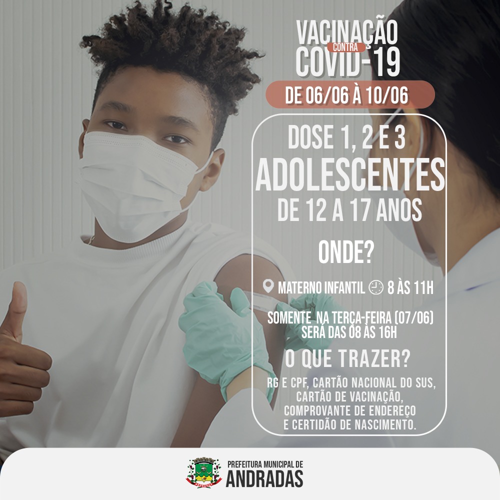 COVID-19: VEJA AS DATAS E LOCAIS PARA SE VACINAR NA PRÓXIMA SEMANA EM ANDRADAS