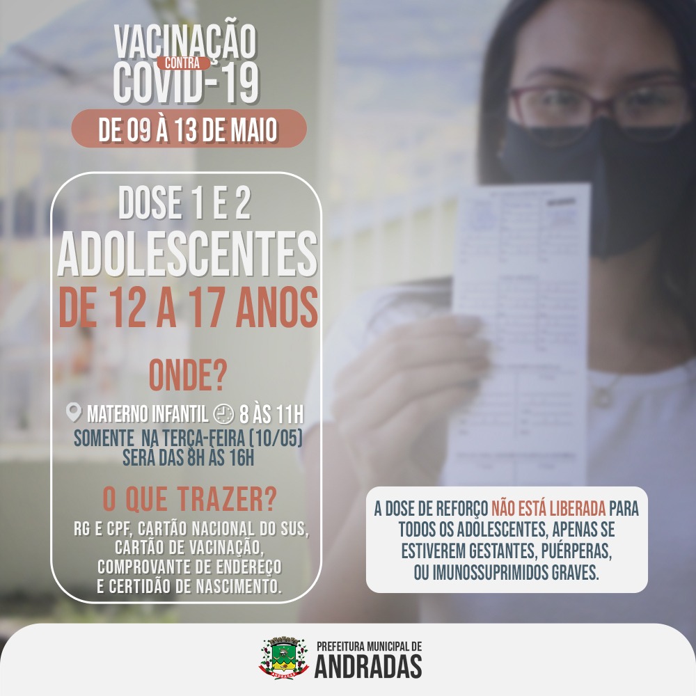 COVID-19: VEJA AS DATAS E LOCAIS PARA SE VACINAR NA PRÓXIMA SEMANA EM ANDRADAS