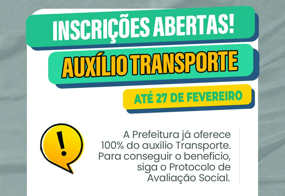 Inscrições para o auxílio-transporte terminam na próxima sexta-feira, dia 27