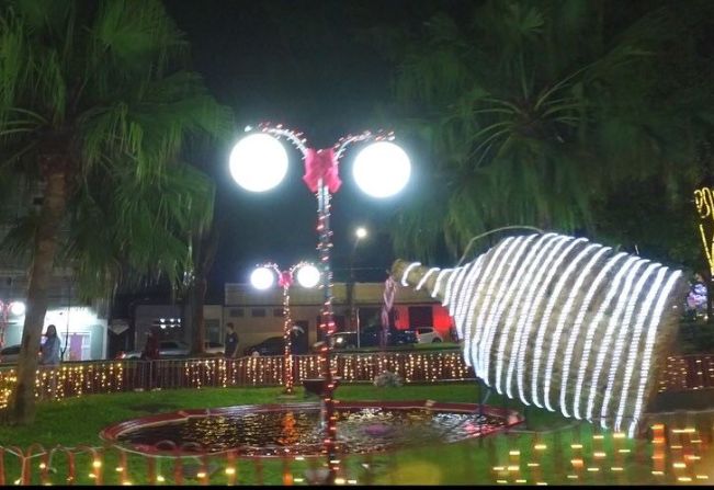 PROJETO NATAL COM ARTE TEM INÍCIO COM A ILUMINAÇÃO E DECORAÇÃO NATALINA NA PRAÇA DR. ALCIDES MOSCONI