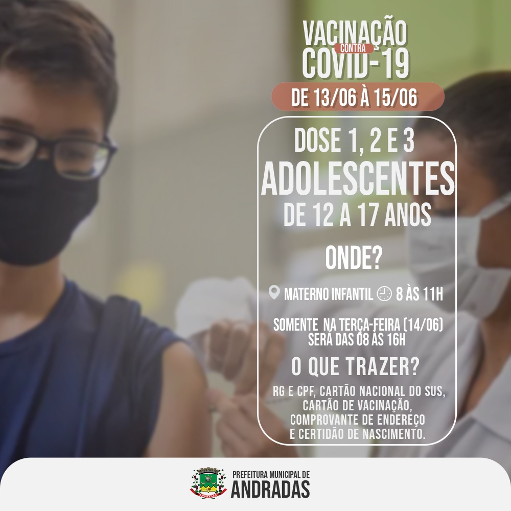 COVID-19: VEJA AS DATAS E LOCAIS PARA SE VACINAR NA PRÓXIMA SEMANA EM ANDRADAS