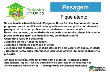 PESAGEM BOLSA FAMÍLIA