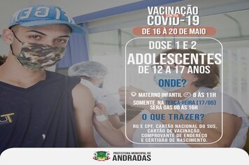 COVID-19: VEJA AS DATAS E LOCAIS PARA SE VACINAR NA PRÓXIMA SEMANA EM ANDRADAS