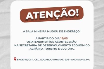 SALA MINEIRA DO EMPREENDEDOR PASSA A FUNCIONAR EM OUTRO ENDEREÇO EM ANDRADAS