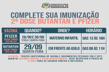 ATENÇÃO! SEGUNDA DOSE DA VACINA CONTRA A COVID-19!