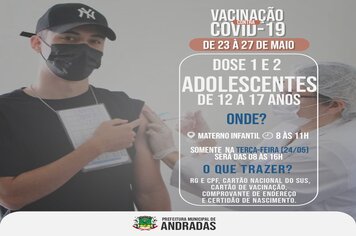 COVID-19: VEJA AS DATAS E LOCAIS PARA SE VACINAR NA PRÓXIMA SEMANA EM ANDRADAS