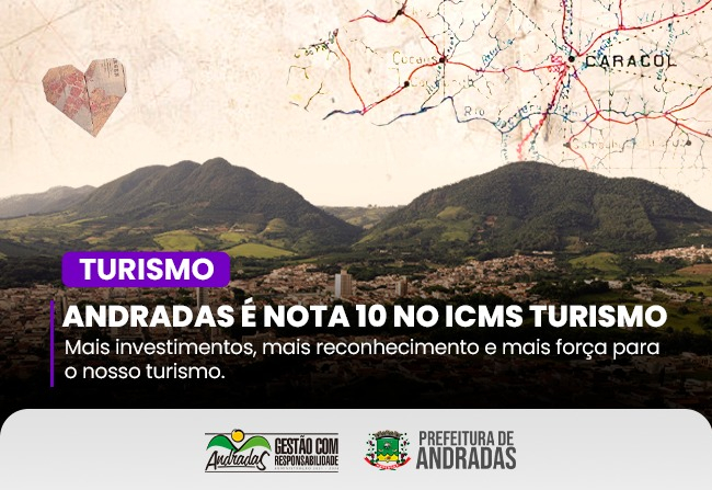 Andradas alcança nota máxima no ICMS Turismo