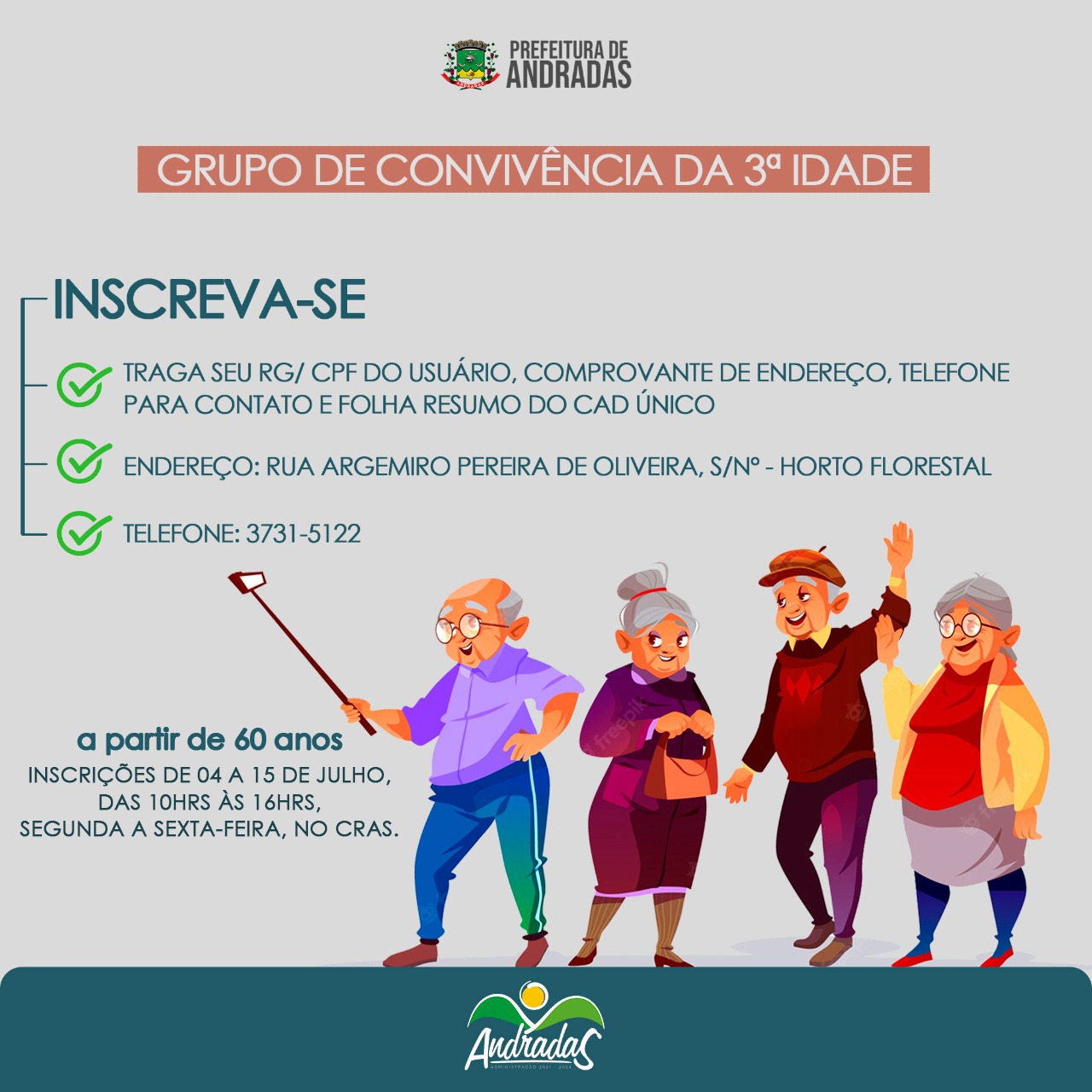 PREFEITURA DE ANDRADAS PROMOVE OFICINAS PARA CRIANÇAS, ADOLESCENTES E IDOSOS