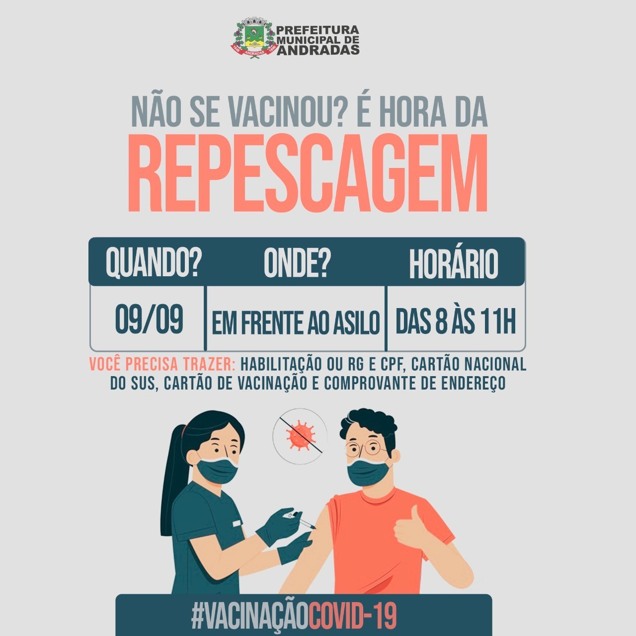 ANDRADAS PROMOVE REPESCAGEM DA VACINAÇÃO CONTRA A COVID-19