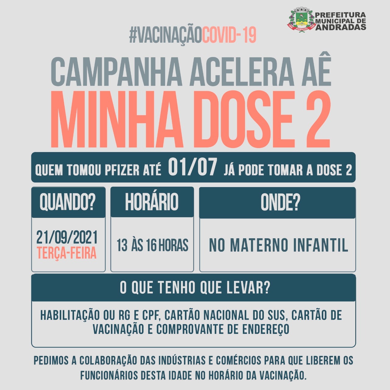 ATENÇÃO! SEGUNDA DOSE DA VACINA CONTRA A COVID!